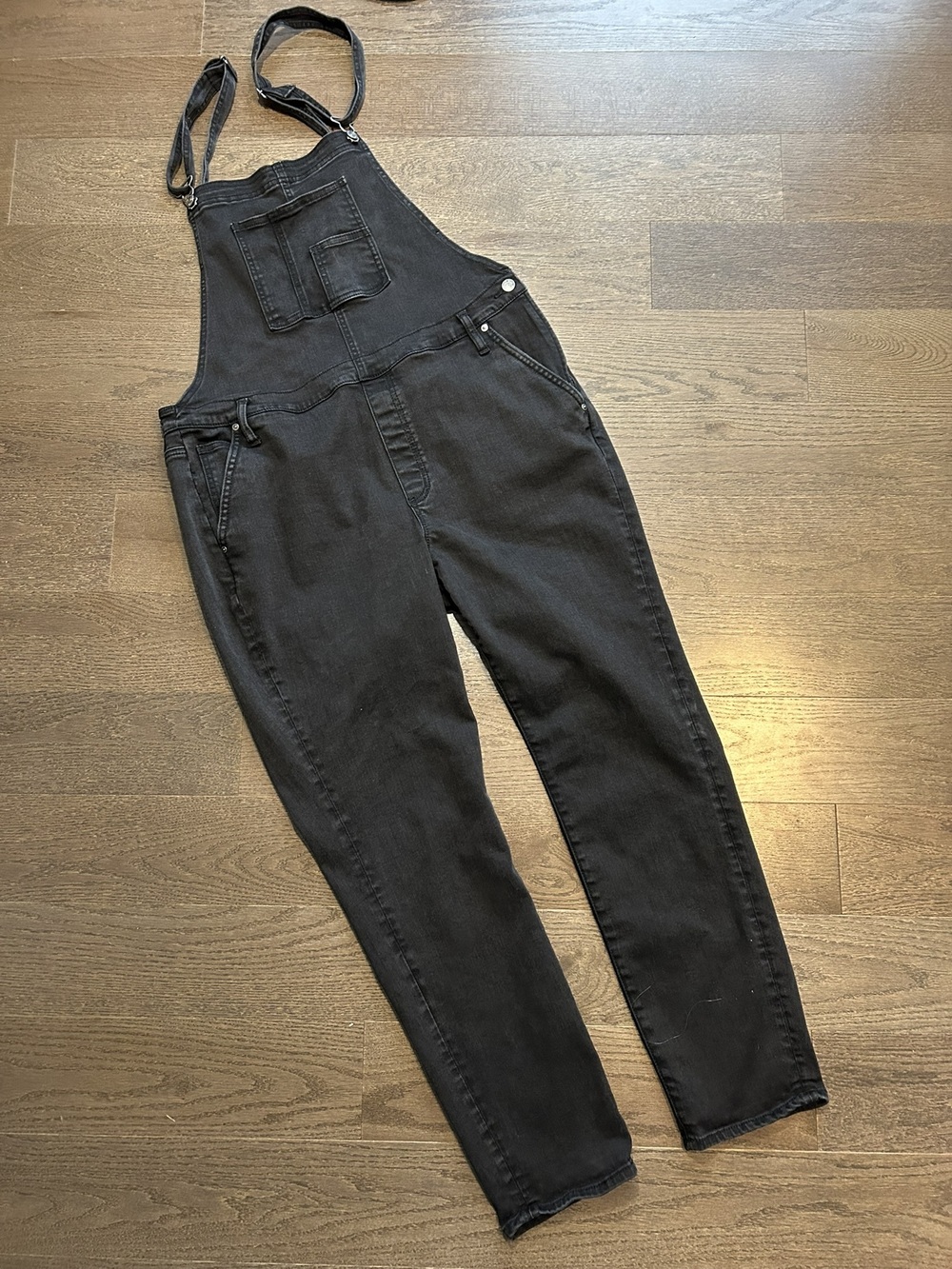Silver Jeans Co Black Denim Bib Overalls Size 1X 16W 30 Inseam